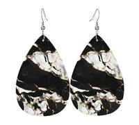 Pendientes colgantes de lágrima con estampado de mármol blanco y negro, elegantes para mujer, joyería de moda para San Valentín