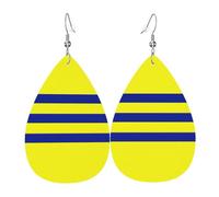 Pendientes colgantes de lágrima con estampado de rayas amarillas y azules, elegantes para mujer, joyería de moda para San Valentín
