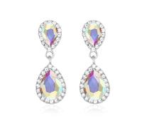 Pendientes colgantes de lágrima de diamantes de imitación vintage con cristales brillantes para novias, damas de honor, aretes de gota para mujer, boda, baile formal, Diamante de imitación, Sin piedra