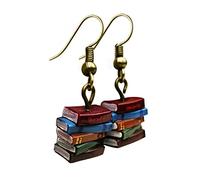 Pendientes colgantes de libros antiguos, preciosos pendientes de libros vintage para bibliotecario, profesor, estudiantes preppy novedad para profesores, regalo de joyería retro, Latón, Metal,