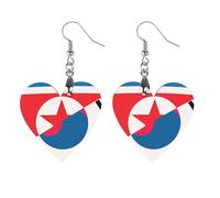 Pendientes colgantes de madera con diseño de bandera de Corea del Norte y Corea del Sur, para mujer, joyería, Apricot shaped, Madera, Sin piedra preciosa