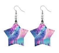 Pendientes colgantes de madera con diseño de lobo aullando a la luz de la luna para mujer, Love, Madera, Sin piedra preciosa