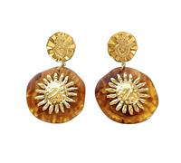 Pendientes colgantes de margaritas con base de acero inoxidable, coloridos detalles de flores acrílicas, accesorios de moda, elegantes aretes florales para uso diario