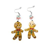 Pendientes colgantes de moda con diseño de pan de jengibre, aretes de gota de hombre, joyería exagerada, aretes acrílicos de Navidad, regalos de Navidad