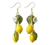 Pendientes colgantes de moda inspirados en frutas amarillas vibrantes, decoración para pieles sensibles, aretes de resina inspirados en la naturaleza, One Size, como se describe, como se describe