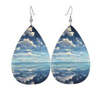 Pendientes colgantes de moda para mujer, aretes de gota de cuero ligero con estampado de dragón rugiente, talla única, Cuero