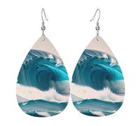 Pendientes colgantes de moda para mujer, cuero ligero, hermoso estampado de Saturno, aretes de gota, talla única, Cuero