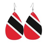 Pendientes colgantes de moda para mujer, de cuero ligero, con estampado de bandera alemana, joyería en forma de lágrima, talla única, Cuero