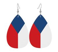 Pendientes colgantes de moda para mujer, de cuero ligero, con estampado de bandera alemana, joyería en forma de lágrima, talla única, Cuero