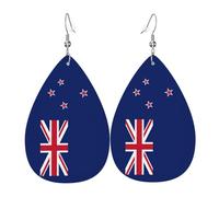 Pendientes colgantes de moda para mujer, de cuero ligero, con estampado de la bandera de Sri Lanka, joyería de lágrima, talla única, Cuero