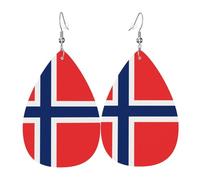 Pendientes colgantes de moda para mujer, de cuero ligero, con estampado de la bandera de Sri Lanka, joyería de lágrima, talla única, Cuero