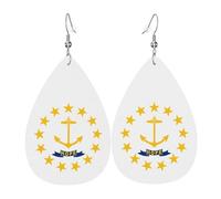Pendientes colgantes de moda para mujer, de cuero ligero, con estampado de la bandera de Sri Lanka, joyería de lágrima, talla única, Cuero