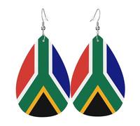 Pendientes colgantes de moda para mujer, de cuero ligero, con estampado de la bandera de Sri Lanka, joyería de lágrima, talla única, Cuero