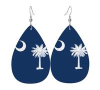 Pendientes colgantes de moda para mujer, de cuero ligero, con estampado de la bandera de Sri Lanka, joyería de lágrima, talla única, Cuero