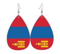 Pendientes colgantes de moda para mujer, de cuero ligero, con estampado de la bandera de Sri Lanka, joyería de lágrima, talla única, Cuero