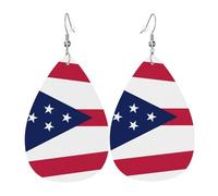 Pendientes colgantes de moda para mujer, de cuero ligero, con estampado de la bandera de Sri Lanka, joyería de lágrima, talla única, Cuero