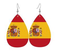 Pendientes colgantes de moda para mujer, de cuero ligero, con estampado de la bandera de Sri Lanka, joyería de lágrima, talla única, Cuero