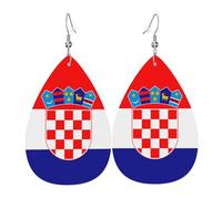 Pendientes colgantes de moda para mujer, de cuero ligero, con estampado de la bandera de Sri Lanka, joyería de lágrima, talla única, Cuero