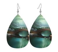 Pendientes colgantes de moda para mujer, de cuero ligero, con estampado de lágrima de la familia solar, talla única, Cuero
