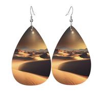 Pendientes colgantes de moda para mujer, de cuero ligero, con estampado de lágrima del desierto del Sahara, talla única, Cuero