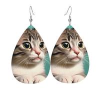 Pendientes colgantes de moda para mujer, de cuero ligero, diseño de runas mágicas, brújula, lágrima, joyería, talla única, Cuero