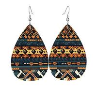 Pendientes colgantes de moda para mujer, de cuero ligero, diseño de runas mágicas, brújula, lágrima, joyería, talla única, Cuero