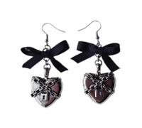 Pendientes colgantes de moda pequeños aretes de aro con cadena simple con colgante de corazón, joyería para mujeres y niñas, Metal