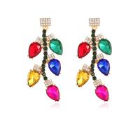 Pendientes colgantes de Navidad para mujer, con bombillas coloridas, aretes de gota de diamantes de imitación, regalo de joyería, zinc, sin gemas, zinc, sin piedras preciosas, sin piedras preciosas