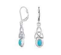 Irlandés Nudo De Amor Oval Bisel Conjunto Semipreciosas Piedras Preciosas Estabilizado Turquesa Colgante Pendientesde Nudo Celta Para Mujeres Adolescentes .925 Plata De Ley Palanca De Nuevo