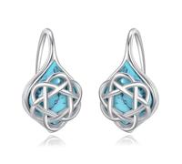Pendientes colgantes de nudo celta para mujer, plata de ley, turquesa, símbolo de amor eterno y protección, hipoalergénicos, joyería irlandesa, regalo para ella, mamá, esposa
