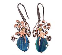 Pendientes colgantes de ópalo de fuego triplete verde de plata de ley 925, 18 x 13 mm, juego de pendientes de gota con piedras preciosas de cabujón, joyería de diseño vibrante para mujer