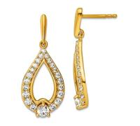 Pendientes colgantes de oro amarillo macizo de 14 quilates con diamantes cultivados en laboratorio SI+ G+ de 1 quilate, 27,1 x 11,75 mm de ancho, para mujer