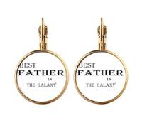 Pendientes colgantes de oro con cita del festival Best Dad in the Galaxy