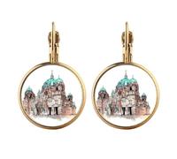 Pendientes colgantes de oro con clip de la catedral de Berlín en Alemania, sin perforación