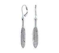 Pendientes colgantes de paleta de hoja nativa americana oxidada de dos tonos con cierre de palanca, joyería occidental para mujeres, plata de ley oxidada .925