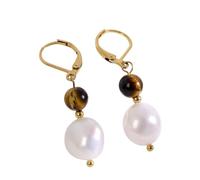 Pendientes Colgantes De Perlas De Verano para Mujeres Y Niñas, Cuentas De Piedra De Ojo De Tigre, Pendientes Colgantes con Cierre De Palanca De Piedras Preciosas Hechos A Mano, Joyería Bohemia, Re