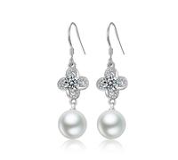 Pendientes colgantes de perlas para mujer, pendientes de plata de ley S925 a la moda, pendientes de circonita brillante con personalidad, para esposa y novia