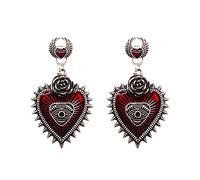 Pendientes colgantes de perlas para Navidad, Halloween, góticos, sangre oscura, corazón, sangre, aretes planos, para tachuelas, talla única, Metal, Sin piedra preciosa