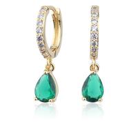 Pendientes Colgantes de Piedra Natal de Esmeralda para Mujer, Delicados Pendientes Colgantes de Piedra Natal en Forma de Lágrima de Cristal Verde para Regalo de Cumpleaños de Joyería Sencilla