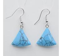 Pendientes colgantes de piedra natural para mujer, aretes de gancho de ojo de tigre de cristal de lapislázuli de cuarzo rosa púrpura en forma de abanico pequeño, turquesa