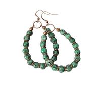 Pendientes colgantes de piedra natural retro hechos a mano con colgante de cuentas para uso diario y festivales, Zinc