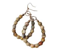 Pendientes colgantes de piedra natural retro hechos a mano con colgante de cuentas para uso diario y festivales, Zinc