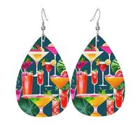 Pendientes colgantes de piel con estampado de tulipán morado, aretes ligeros de lágrima para fiestas, día de San Valentín, talla única, Cuero