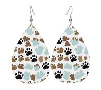 Pendientes colgantes de piel sintética con estampado de huellas de huesos, de perro, para mujeres, adolescentes, niñas, regalo, talla única, cuero, sin piedras preciosas, One Size, Cuero, Sin piedra