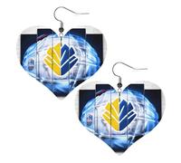 Pendientes colgantes de piel sintética con forma de corazón, diseño de hockey sobre hielo