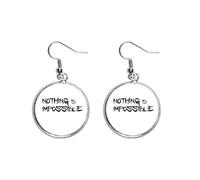 Pendientes colgantes de plata con cita "Nothing Is Impossible" para mujer
