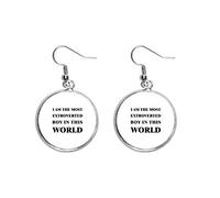 Pendientes colgantes de plata con texto en inglés "I Am The Extroverted Boy" para mujer
