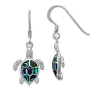 Pendientes colgantes de plata de ley 925 chapados en rodio pulido con concha de Paua de tortuga, 30 x 12,4 mm de ancho, regalo de joyería para mamá, talla única, Metal Concha metal Rodio Concha, Sin