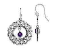 Pendientes colgantes de plata de ley 925 con amatista pulida y gancho de pastor mide 45 x 26 mm de ancho, regalos de joyería para mujeres, Metal, Amatista
