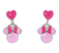 Disney Pendientes colgantes Minnie Mouse Plata de ley 925 esmalte rosa, talla única